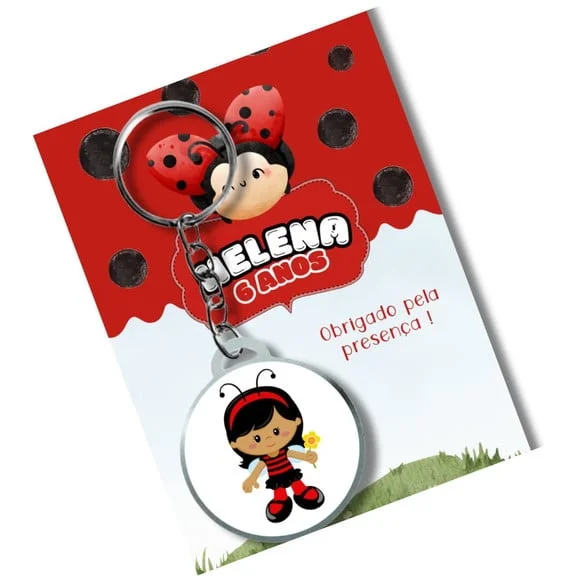Chaveiro Joaninha + Card e Embalagem * Adesivado