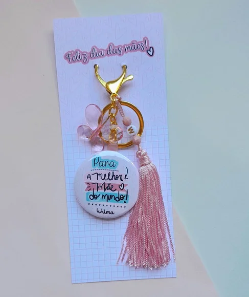 Chaveiro Luxo Botton Personalizado Dia das Mães - Mosquetão