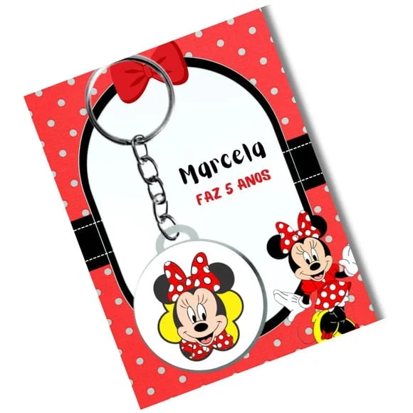 Chaveiro Minnie + Card e Embalagem * Adesivado