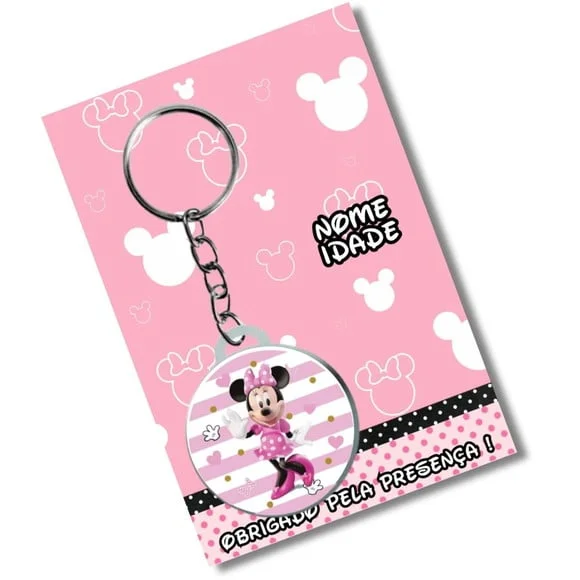 Chaveiro Minnie Rosa + Card e Embalagem * Adesivado