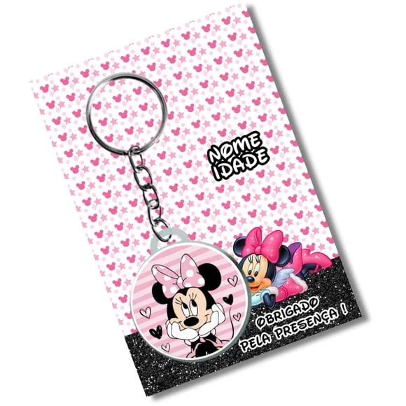 Chaveiro Minnie Rosa + Card e Embalagem * Adesivado
