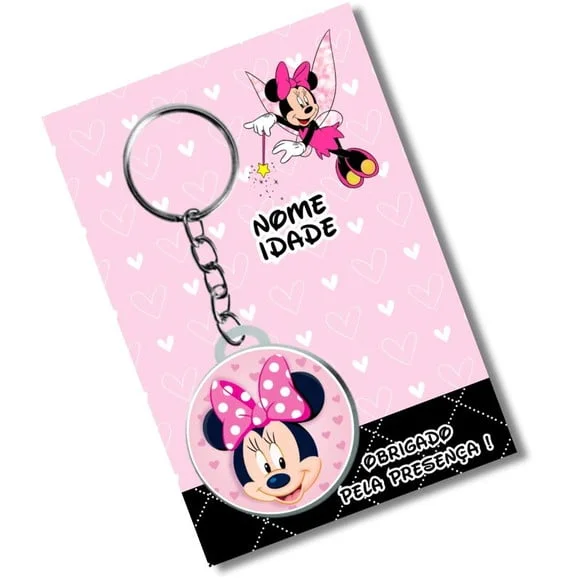 Chaveiro Minnie Rosa + Card e Embalagem * Adesivado