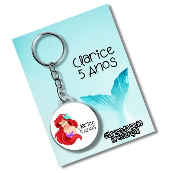 Chaveiro Pequena Sereia Ariel+ Card e Embalagem