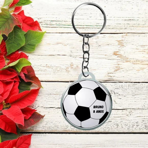 Chaveiro Personalizado Adesivado Bola de Futebol