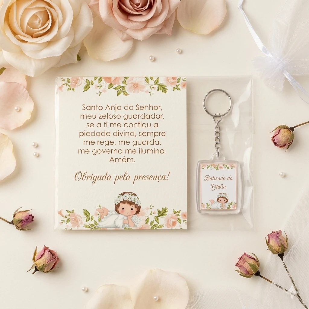 Chaveiro Personalizado Batizado Anjinha Lembrancinha de Batismo