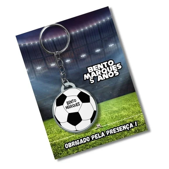 Chaveiro Personalizado Bola de Futebol +embalagem*adesivado