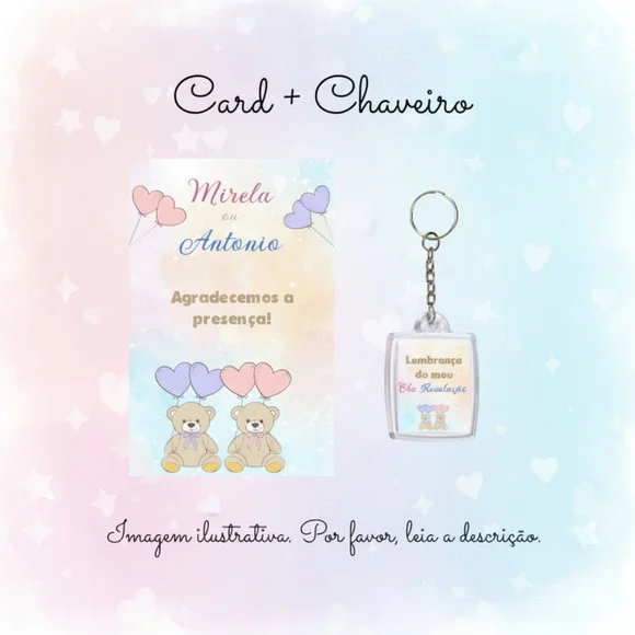 Chaveiro Personalizado Chá Revelação Ursinhos