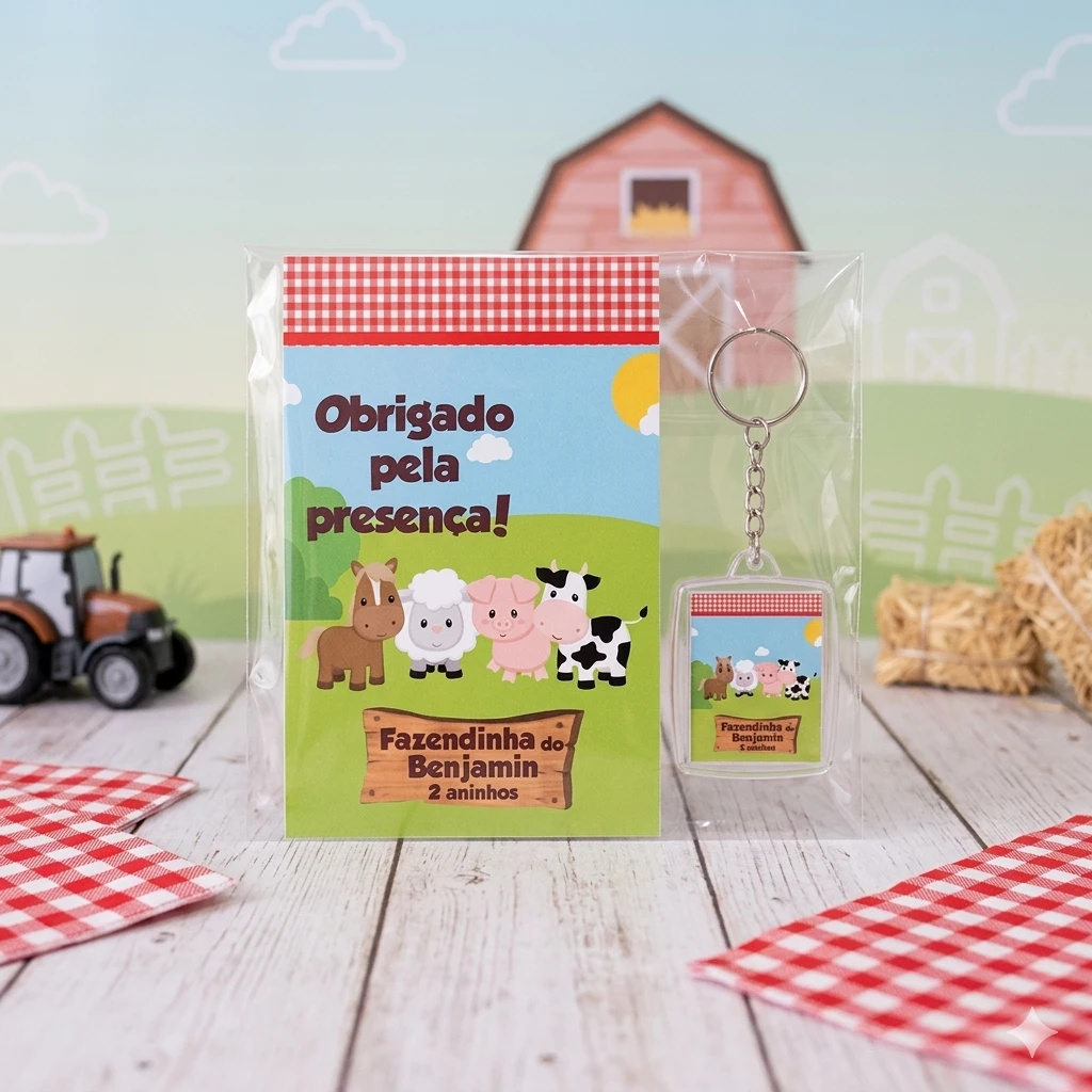 Chaveiro Personalizado Fazendinha Lembrancinha Aniversário Infantil