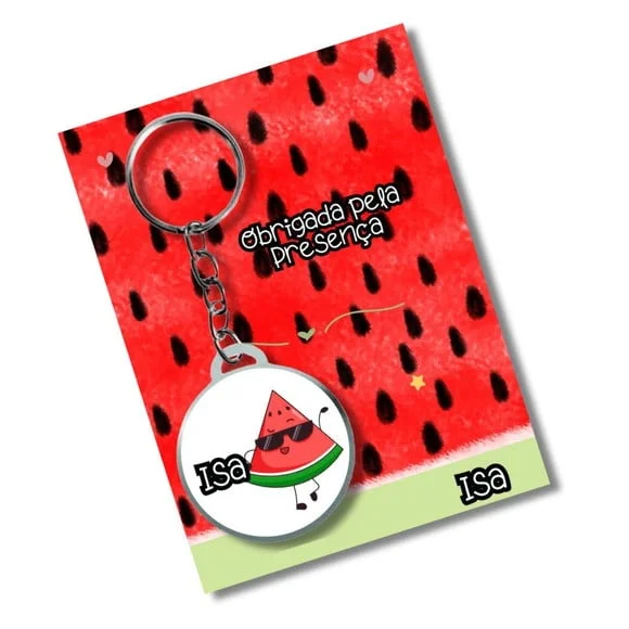 Chaveiro Personalizado Frutinhas + Card e Embalagem