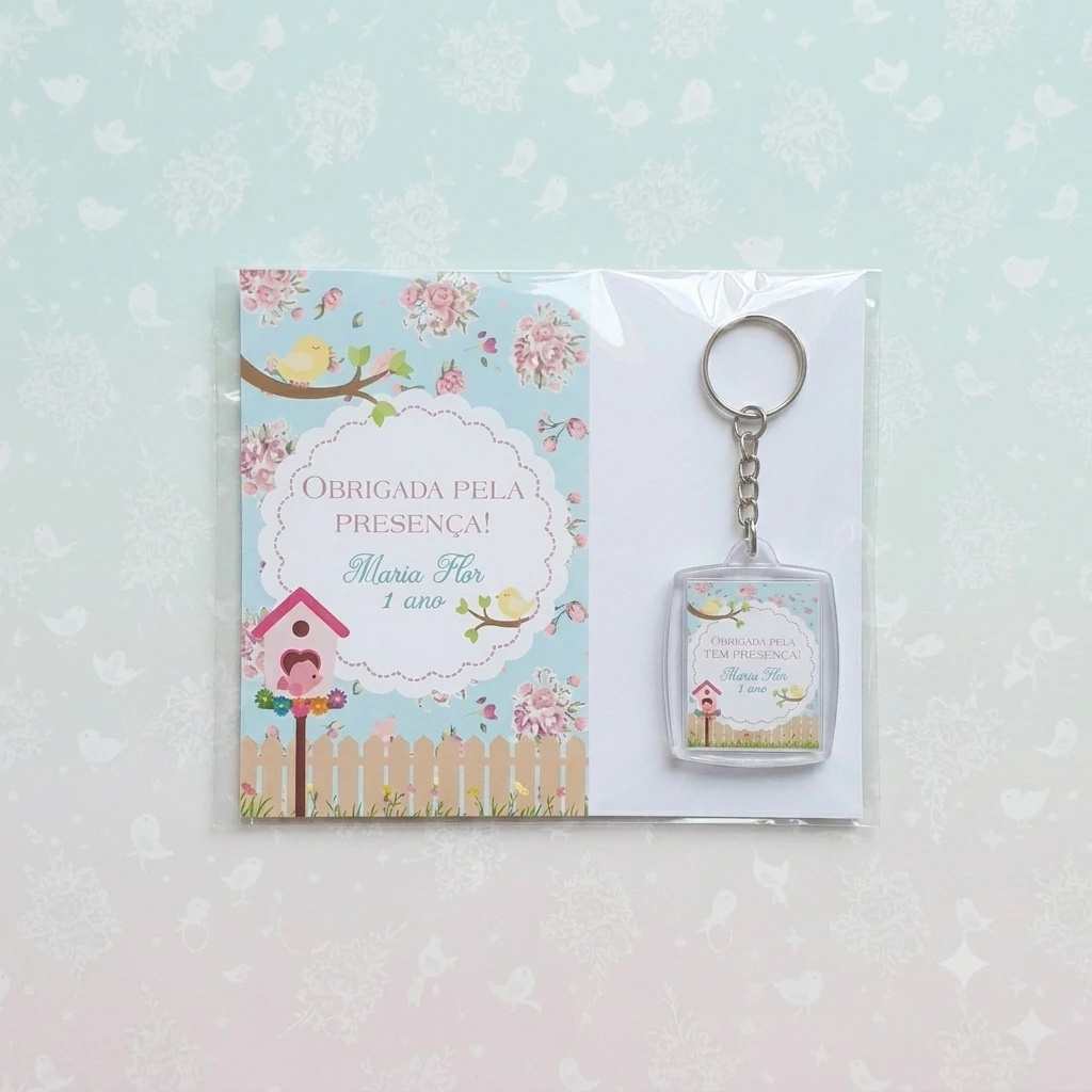 Chaveiro Personalizado Jardim Encantado Lembrancinha Aniversário Infantil