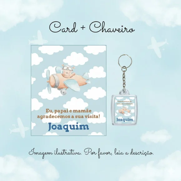 Chaveiro Personalizado Ursinho Aviador Lembrancinha