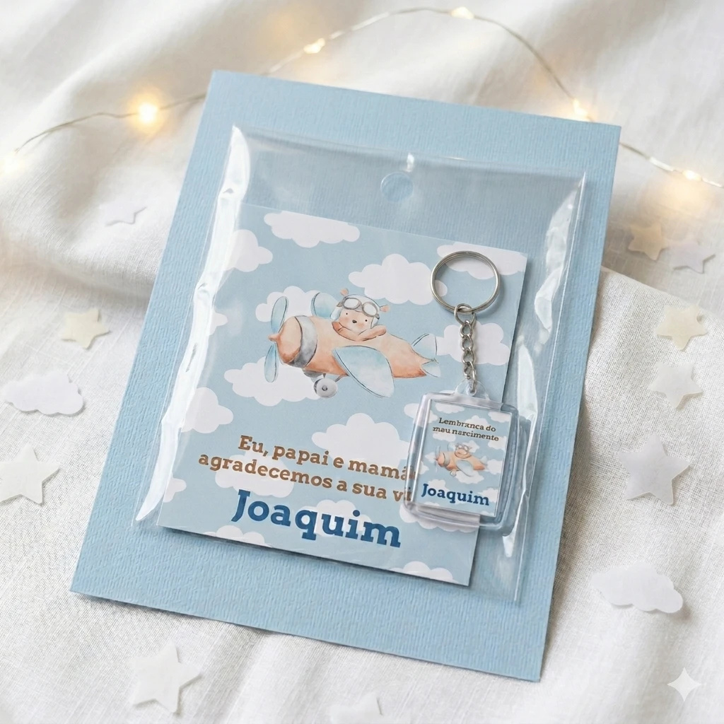 Chaveiro Personalizado Ursinho Aviador Lembrancinha Maternidade