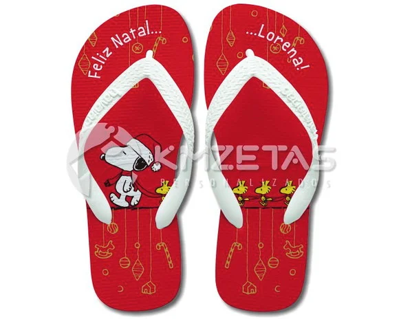 Chinelo Feliz Natal Snoopy Personalizado Havaianas Original