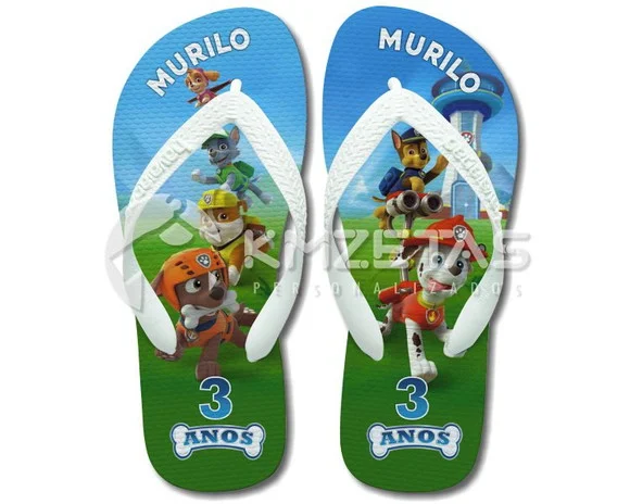 Chinelo Patrulha Canina Festa Infantil Personalizado