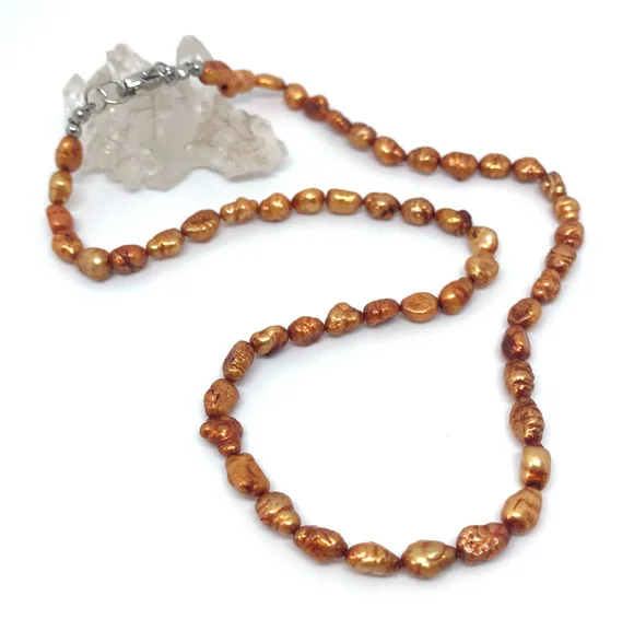 Choker Perolas Barrocas Oval Cobre 6 mm