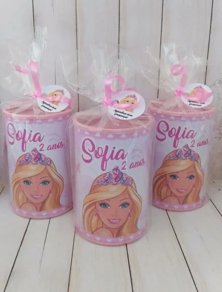 Cofrinho Barbie Personalizado Embalados