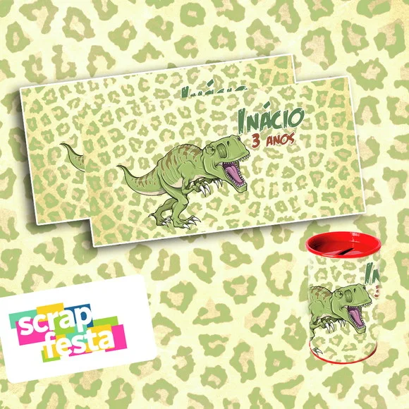 Cofrinho Personalizado Festa Dinossauro