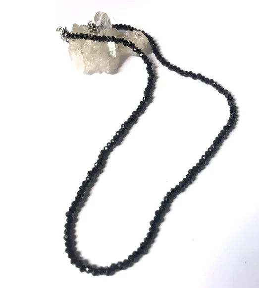Choker colar com cristal flat 2 mm negro e aço inox