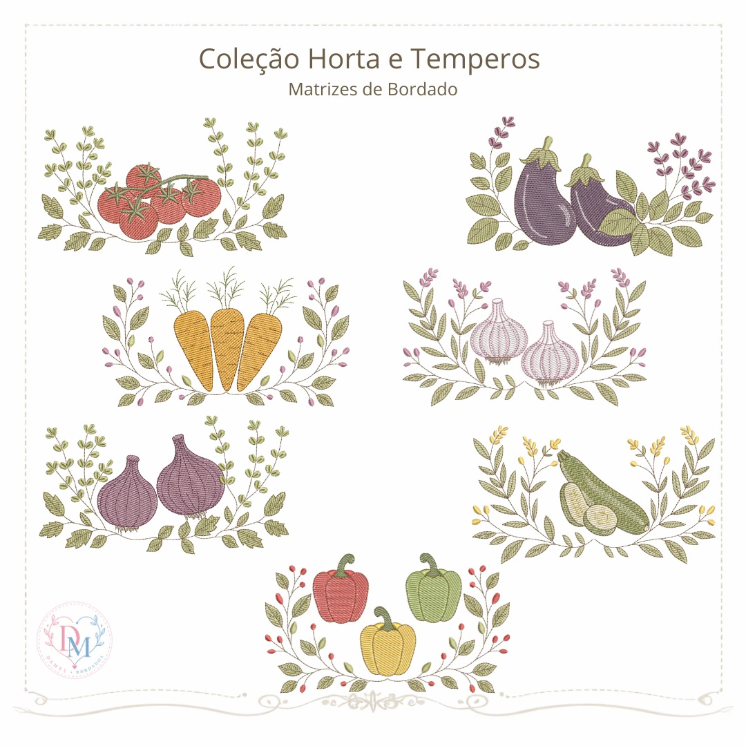 Coleção de Matrizes de Bordado Horta e Temperos (Pontos Leves)