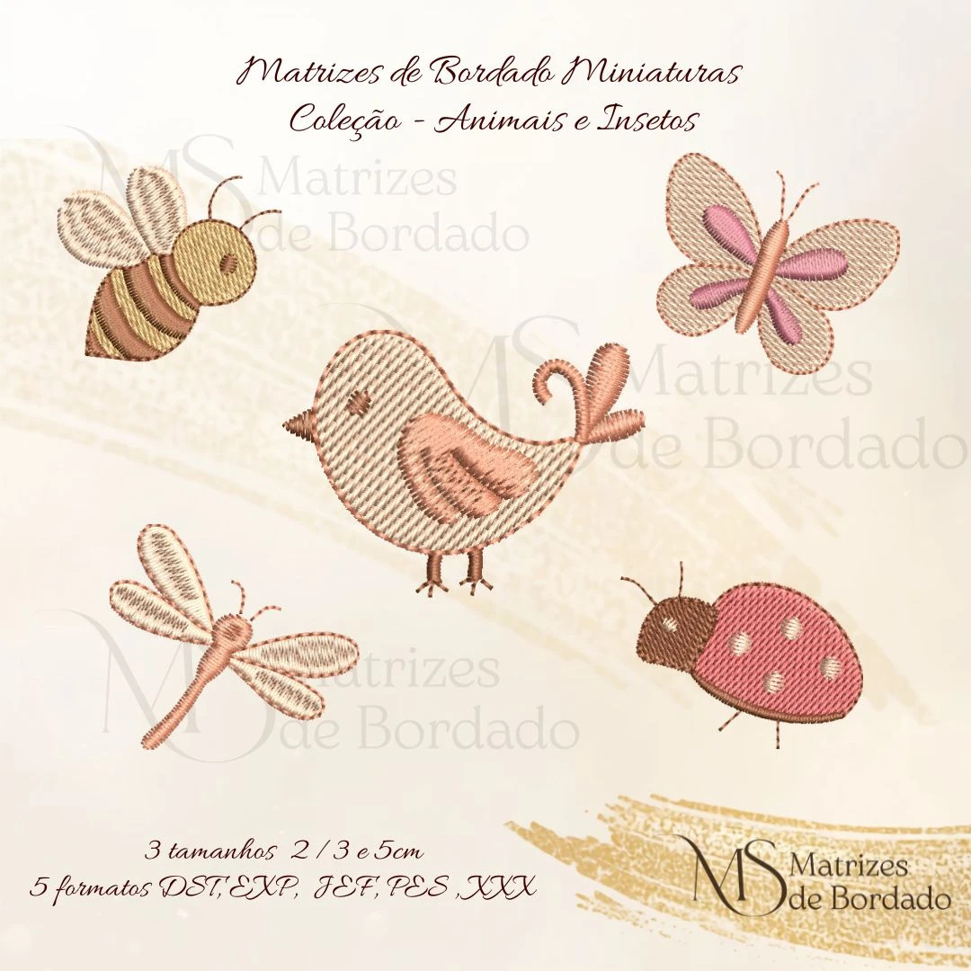 Coleção de Matrizes de Bordado Mini Bichinhos