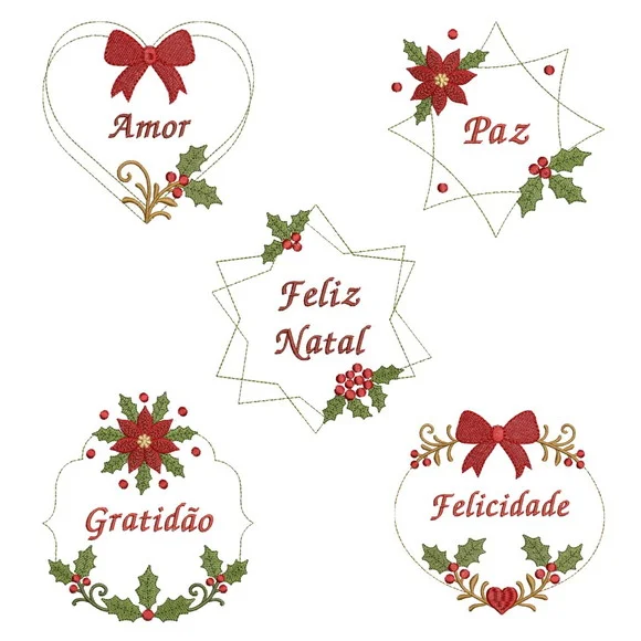 Coleção de Matrizes de Bordado Molduras Delicadas de Natal