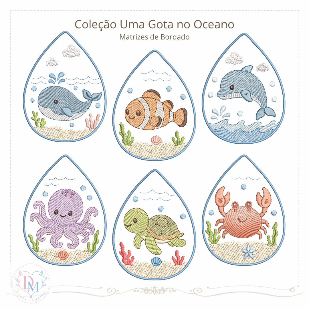 Coleção Matrizes de Bordado Uma Gota no Oceano (Pontos Leves)