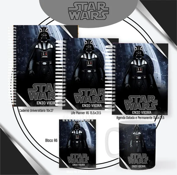 Combo de Capas Volta Ás Aulas Star Wars Png/ pdf