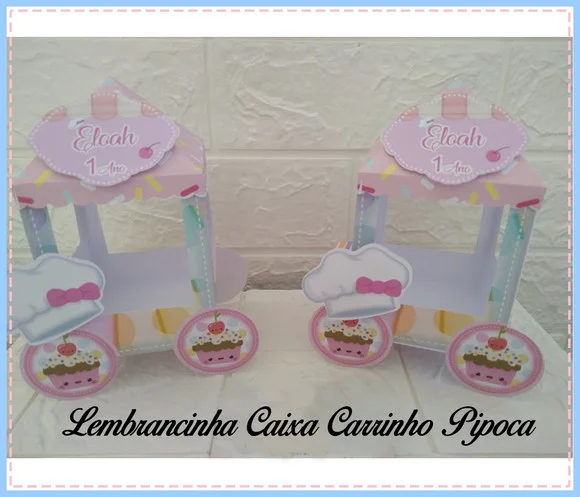 10 Lembrancinhas Confeitaria Doceria Carrinho Pipoca Caixa