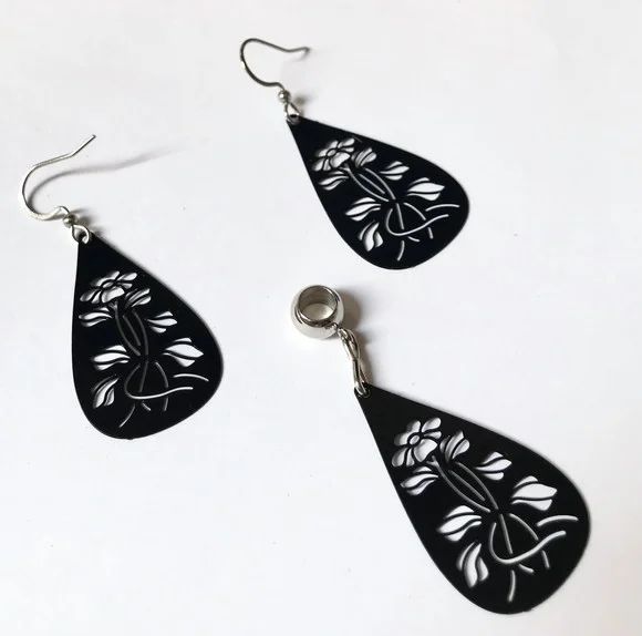 Conjunto Brincos e Pingente Gota e Aço Inoxidavel