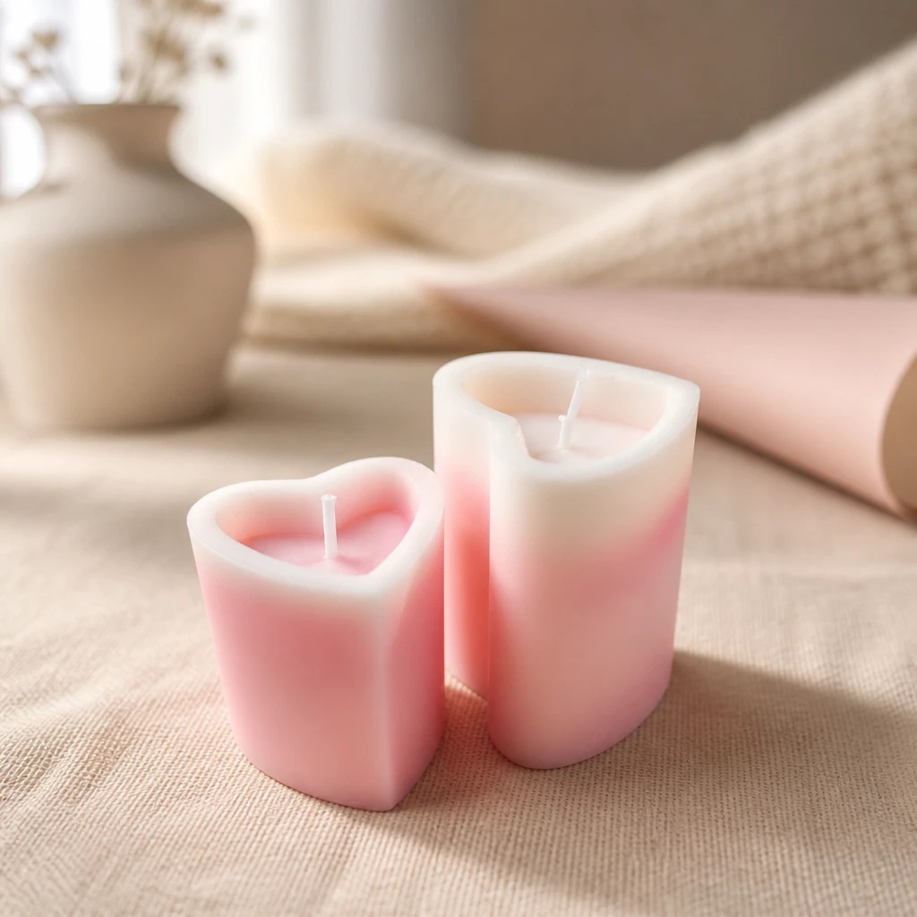 Conjunto Velas Decorativas Pilares - forma de coração