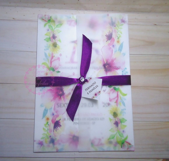 Convite 15 Anos com Papel Vegetal Floral Festa Tropical
