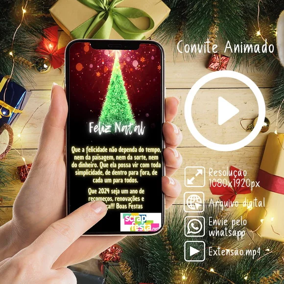 Convite Animado Feliz Natal Empresa Seu Logo
