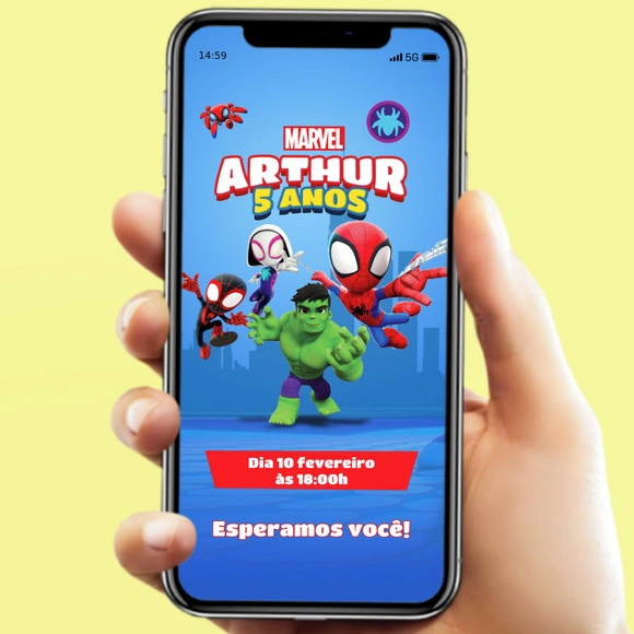 Convite Aniversário Spidey e Seus Amigos Espetaculares