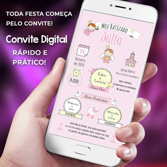 Convite Batizado Padrinhos Virtual