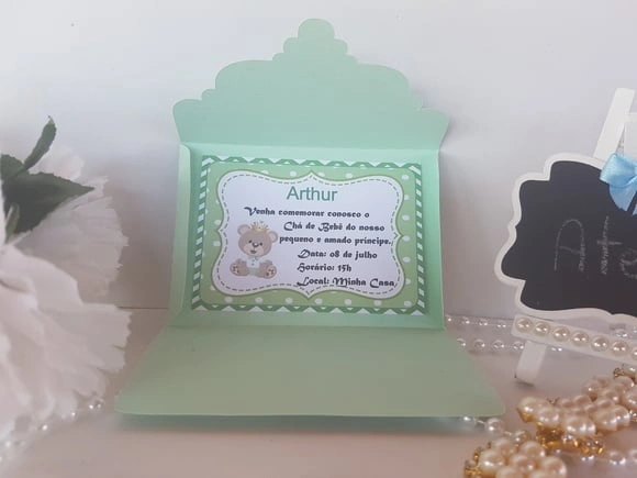 Convite chá de bebê urso príncipe