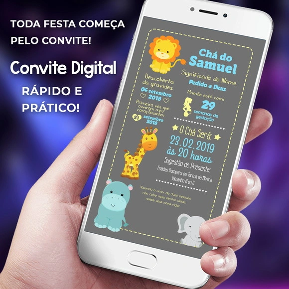 Convite Chá de Fraldas Safari