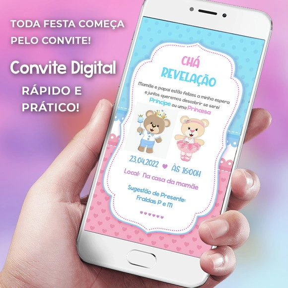 Convite Chá de Revelação Para Whatsapp