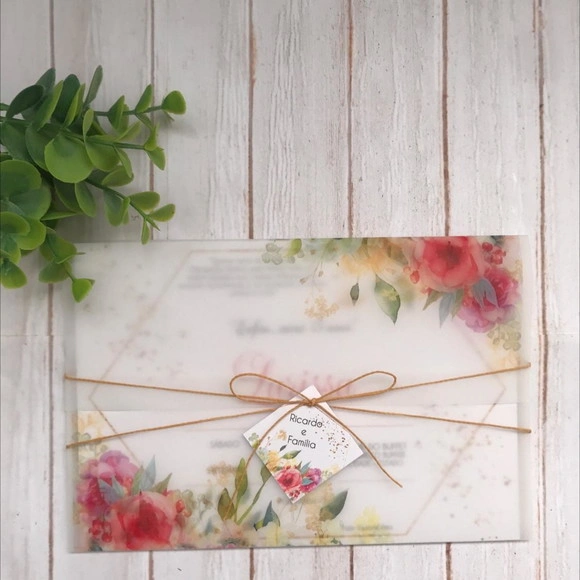 Convite de 15 Anos com Papel Vegetal e Floral Rosa Pink