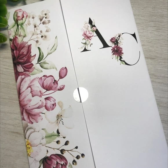 Convite de Casamento Floral Pink Marsala