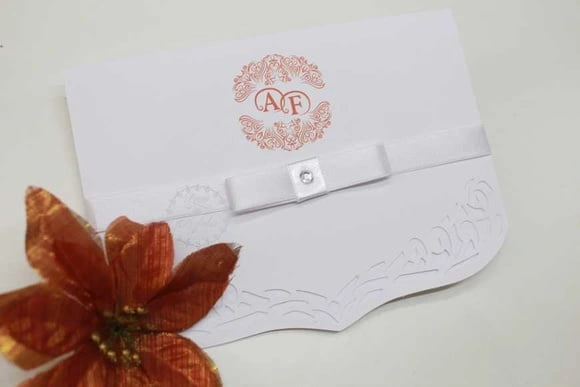 Convite de Casamento branco Rendado