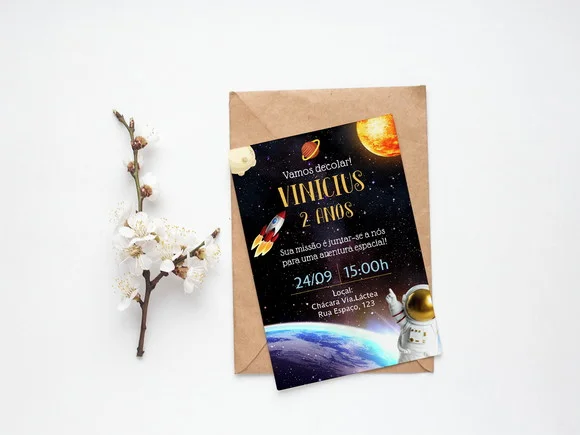 Convite Digital Personalizado Astronauta