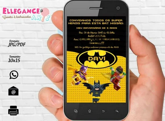 Convite Digital Batman Lego