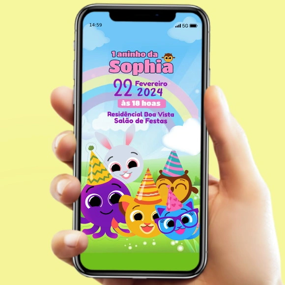 Convite Digital de Aniversário Bolofofos para Whatsapp