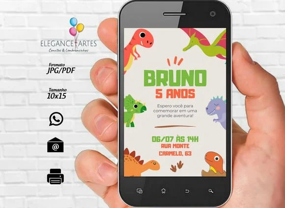 Convite Digital Dinossauro