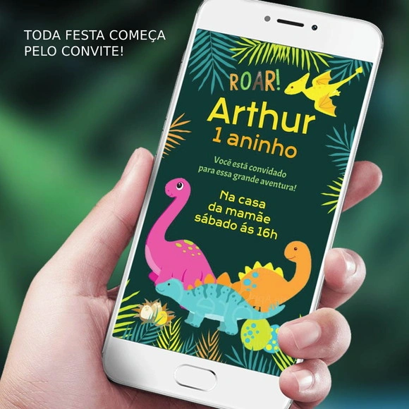 Convite Digital Dinossauro Personalizado