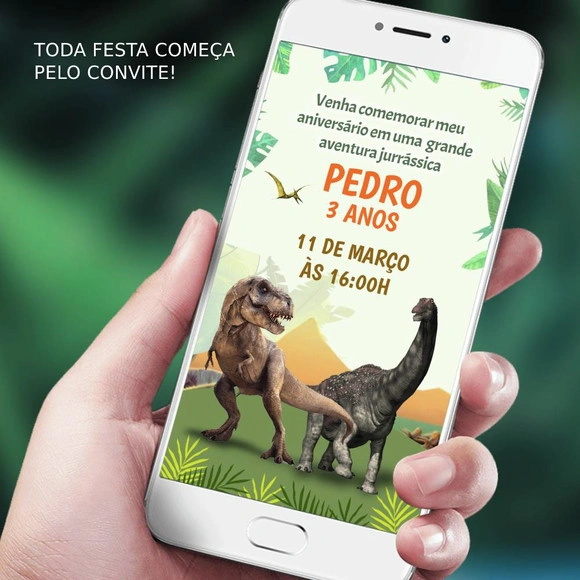 Convite Digital Dinossauro Personalizado