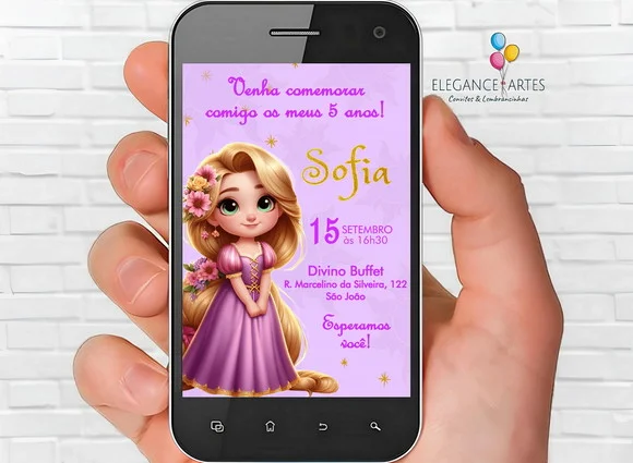 Convite Digital Rapunzel Enrolados