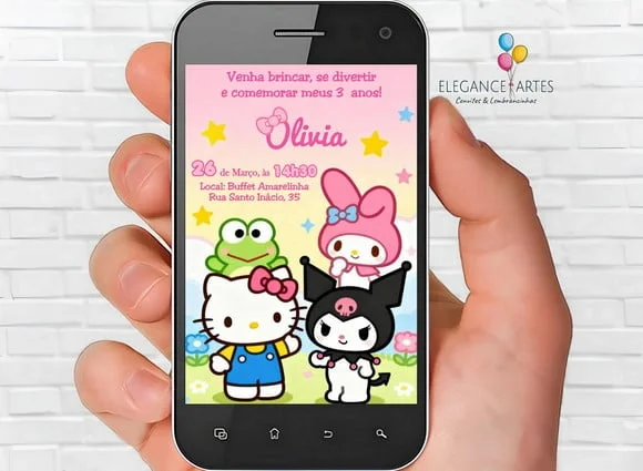 Convite Digital Hello Kitty