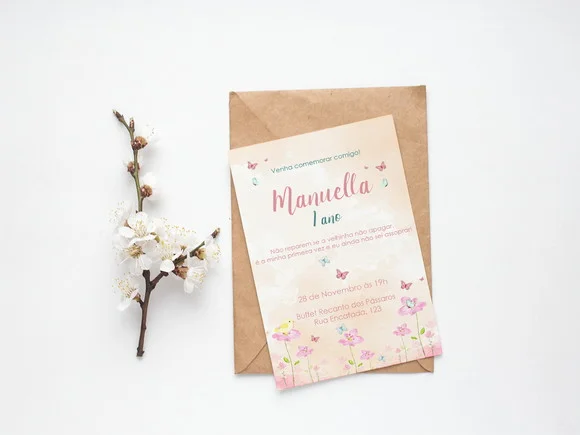 Convite Digital Personalizado Jardim Aquarela