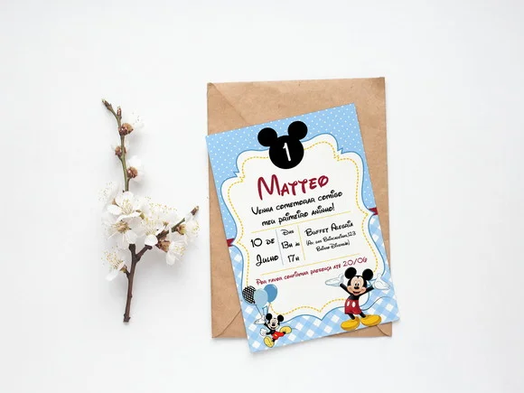 Convite Digital Personalizado Mickey Azul